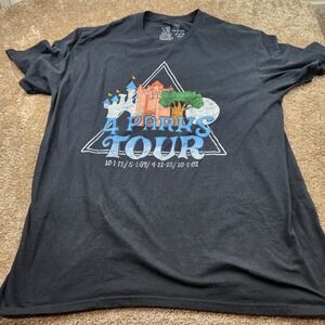The Lost Bros 4 Parks Tour Graphic T Shirt Black Men's Size XL Disney Epcot